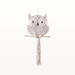 Attrape-Rêves Hibou Macramé, grand format 75 cm, vue d'ensemble sur fond neutre