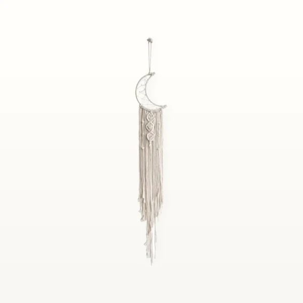 Attrape-Rêves Lune Macramé, vue d'ensemble sur fond neutre